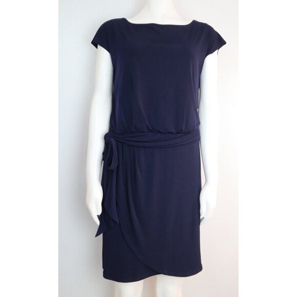 SAINT TROPEZ WEST - WOMEN'S NAVY BLUE STRETCH KNIT DRESS - SIZE 6 - Picture 2 of 8